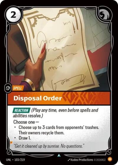 Disposal Order - Front