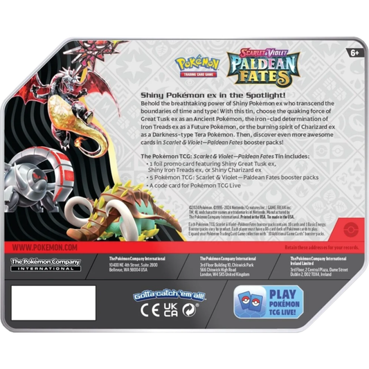 Pokémon TCG Paldean Fates Collector Tin Great Tusk EX