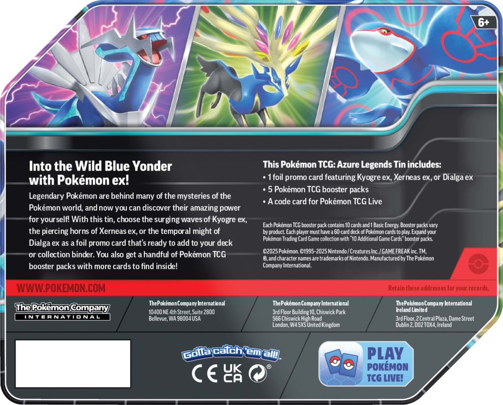 pokemon trading card game: azure legends tin Pokémon TCG Azure Legends Tin – Obsession Gaming
