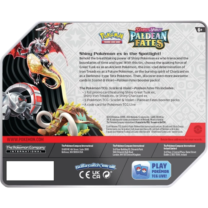 Pokémon TCG Paldean Fates Collector Tin Charizard EX