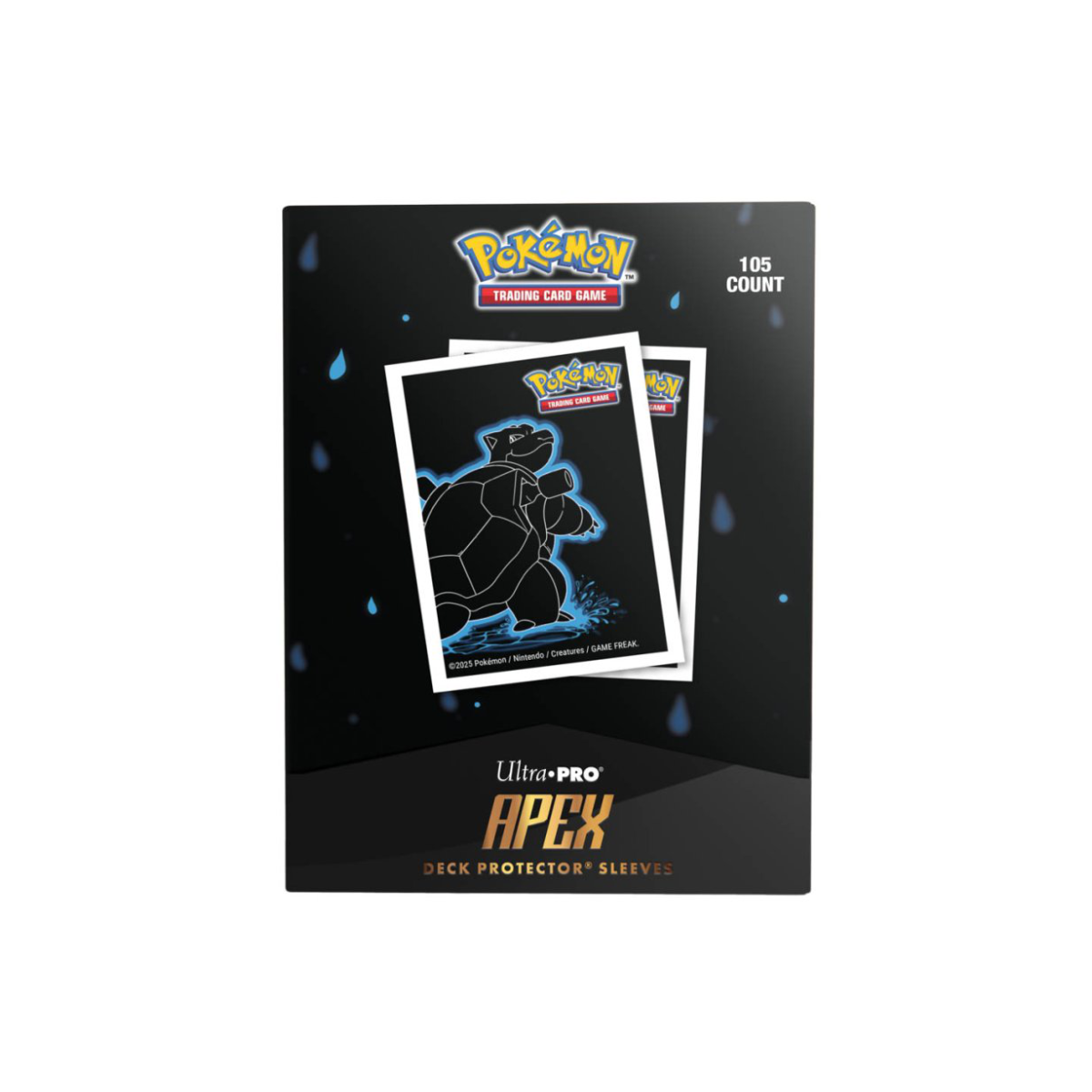 Pokemon Neon Kanto 105ct APEX Deck Protector Sleeves Blastoise
