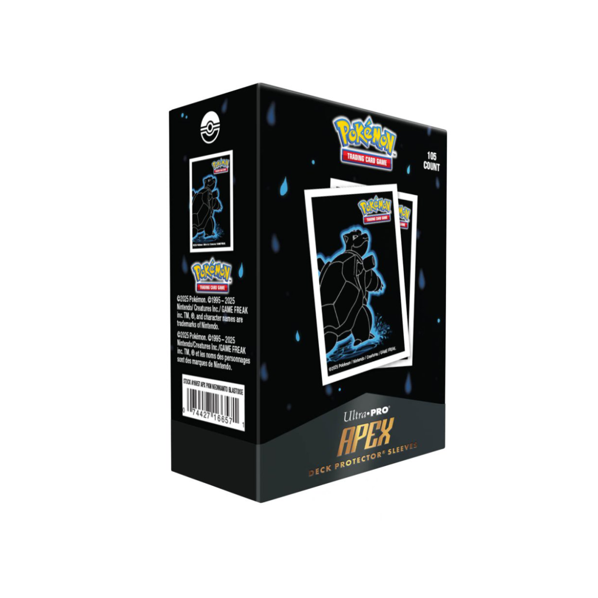 Pokemon Neon Kanto 105ct APEX Deck Protector Sleeves Blastoise