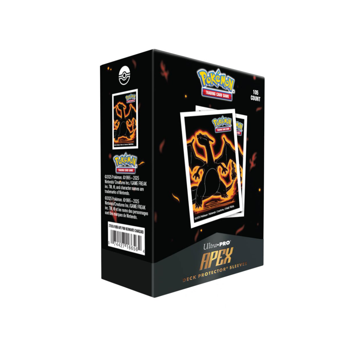 Pokemon Neon Kanto 105ct APEX Deck Protector Sleeves Charizard